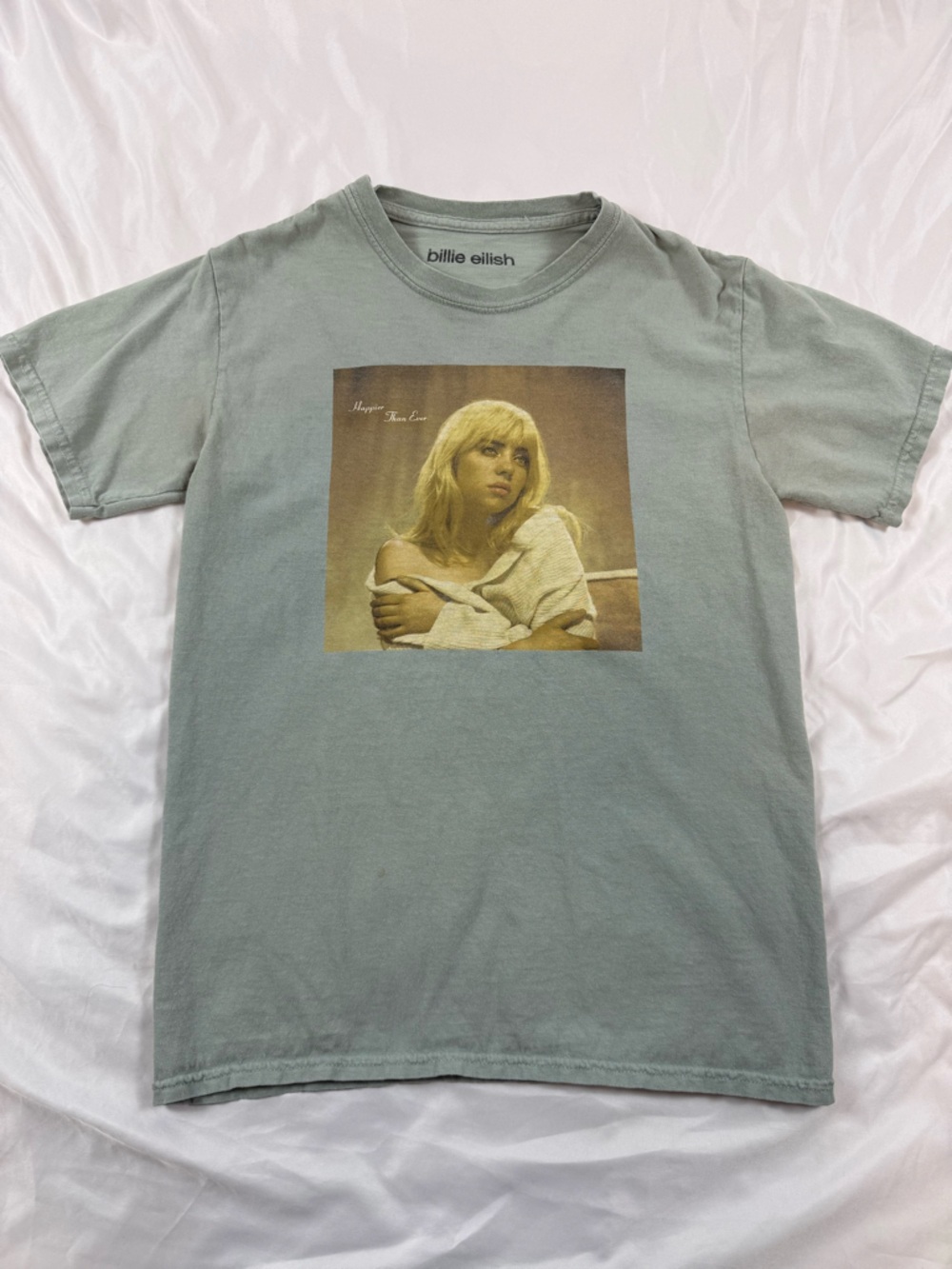 Billie Eilish Graphic T-Shirt Sage Green Size Small